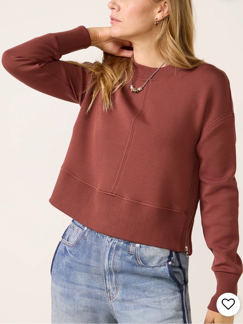Varley Philippe Crop Sweat Pullover Medium Rust Orange Sweatshirt